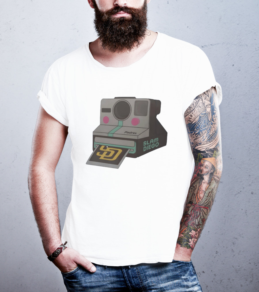 Slam Diego Padres Vintage Polaroid Camera MLB T-Shirt