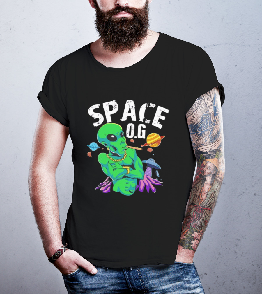 SPACE O.G. Alien Smoking Planets UFO Chain T-Shirt