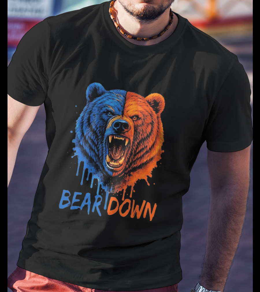 Bear Down Good Better Best Fierce Blue And Orange Bear Face T-Shirt