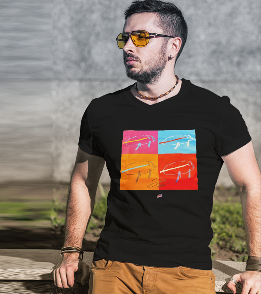Buffalo Bills Pop Art Josh Allen Signature T-Shirt