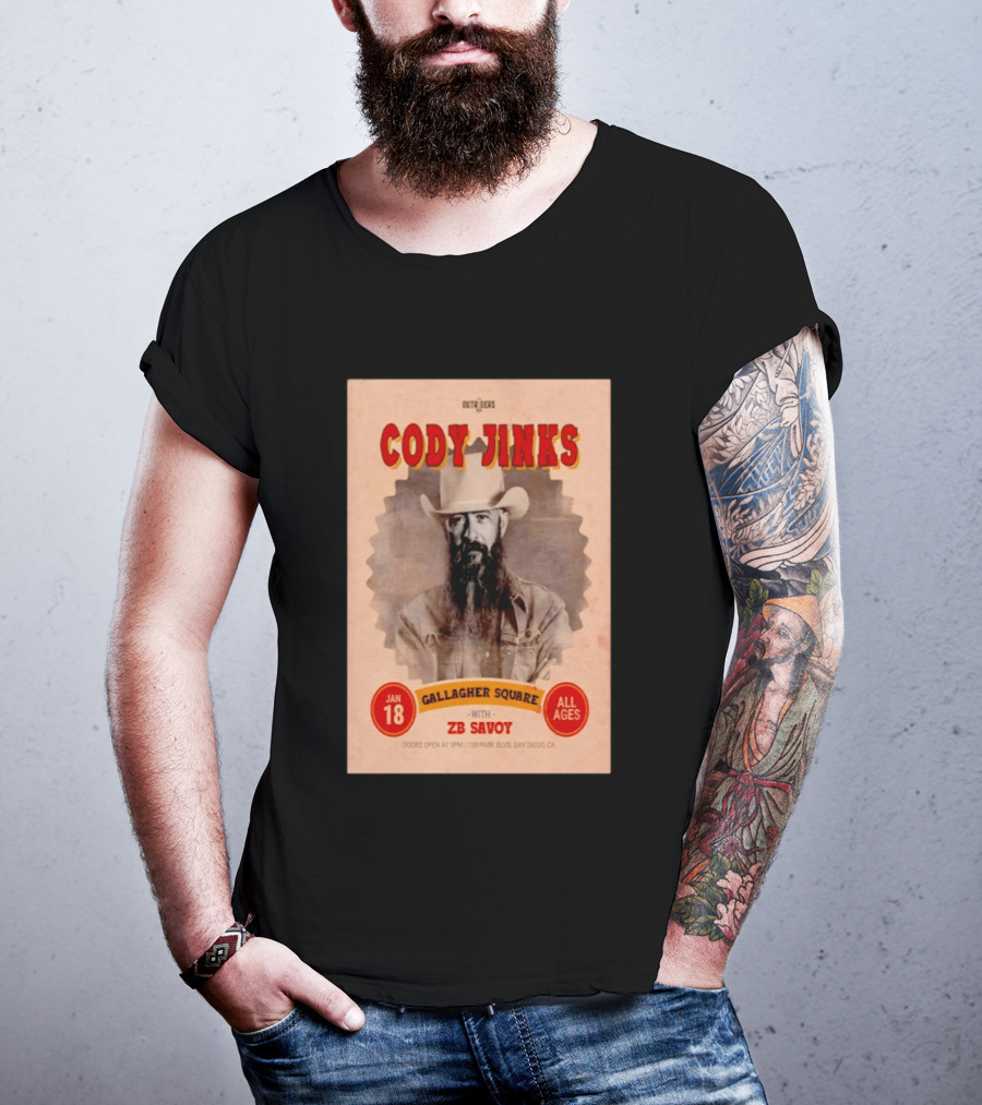 Cody Jinks San Diego Jan 18 2026 Gallagher Square With ZB Savoy T-Shirt