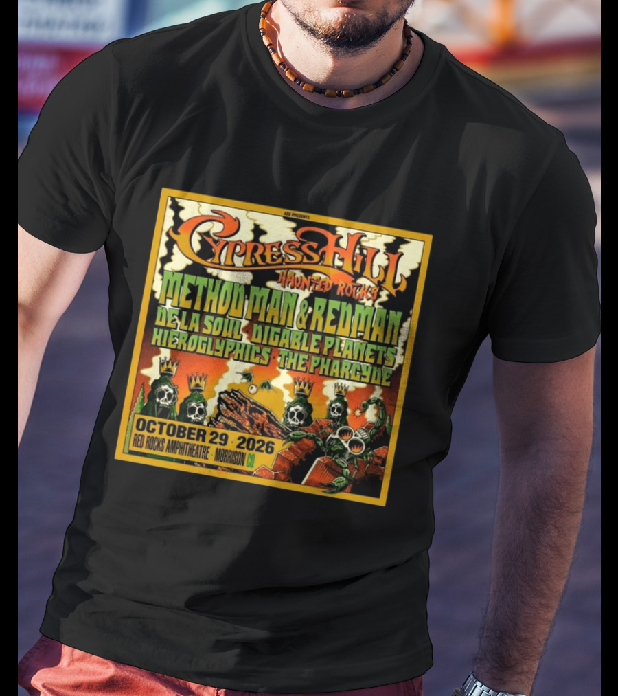 Cypress Hill Haunted Rocks 2026 At Red Rocks Amphitheatre In Morrison Colorado T-Shirt