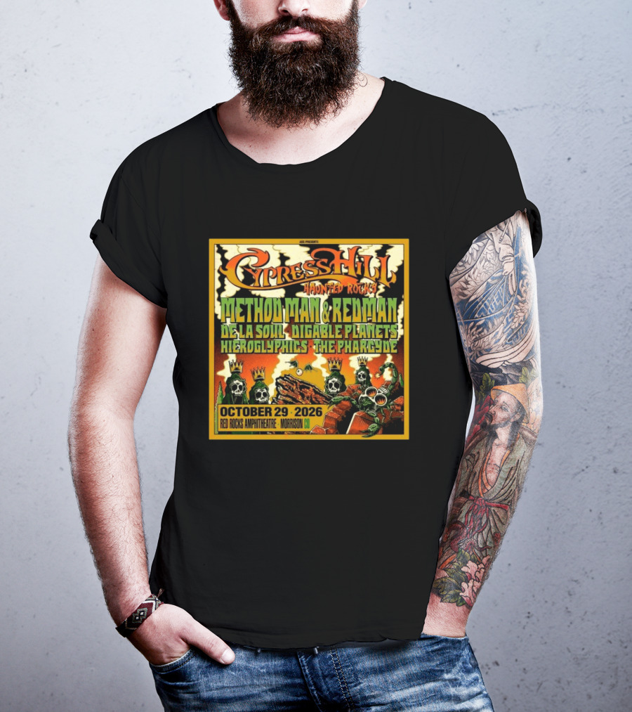 Cypress Hill Haunted Rocks 2026 At Red Rocks Amphitheatre In Morrison Colorado T-Shirt