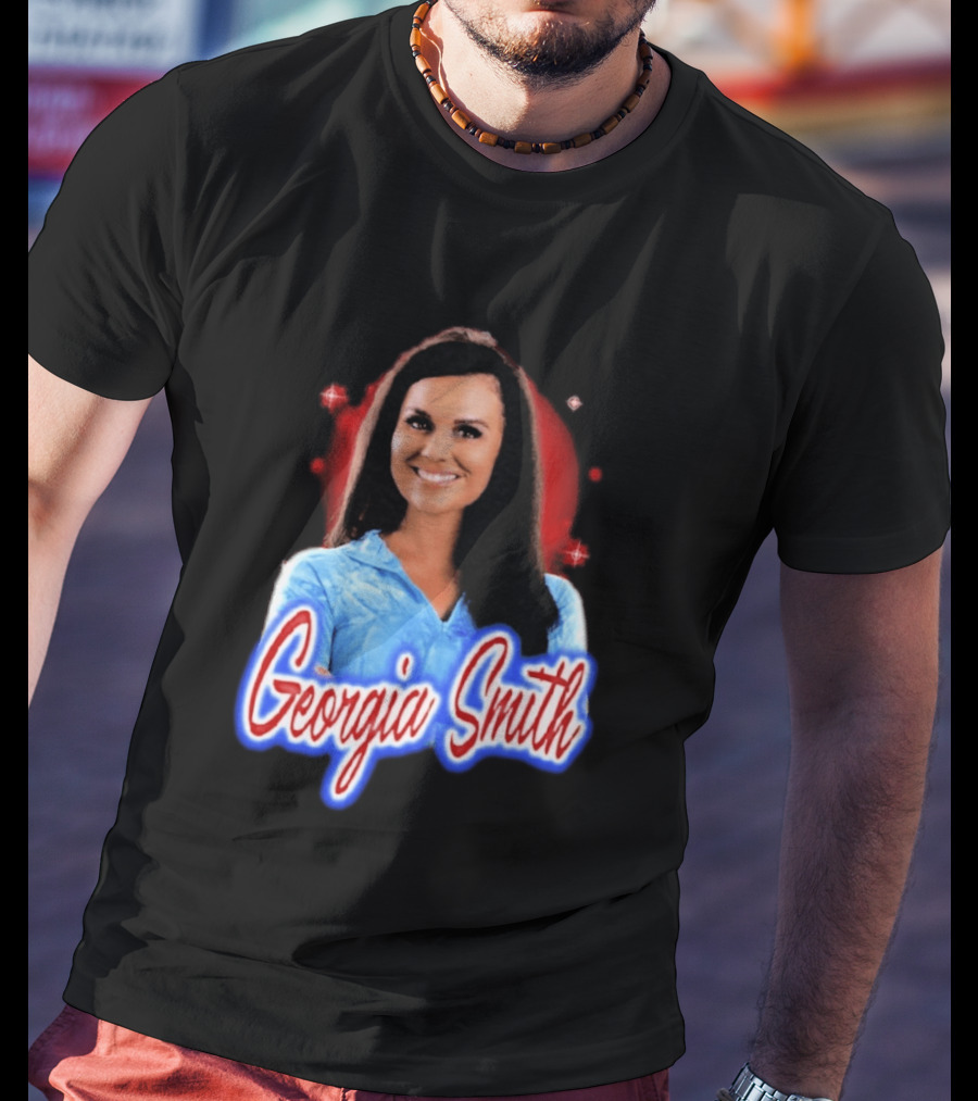 Georgia Smith Blue Top Red T-Shirt