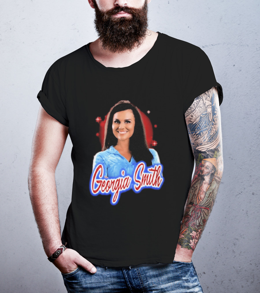 Georgia Smith Blue Top Red T-Shirt