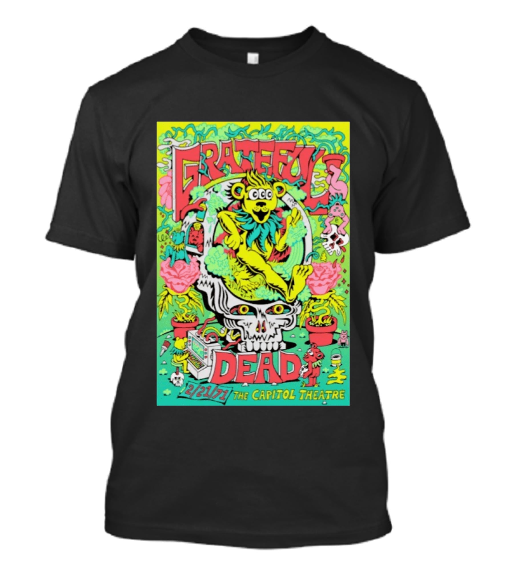 Grateful Dead Bear Skull Capitol Theatre February 21 1971 T-Shirt