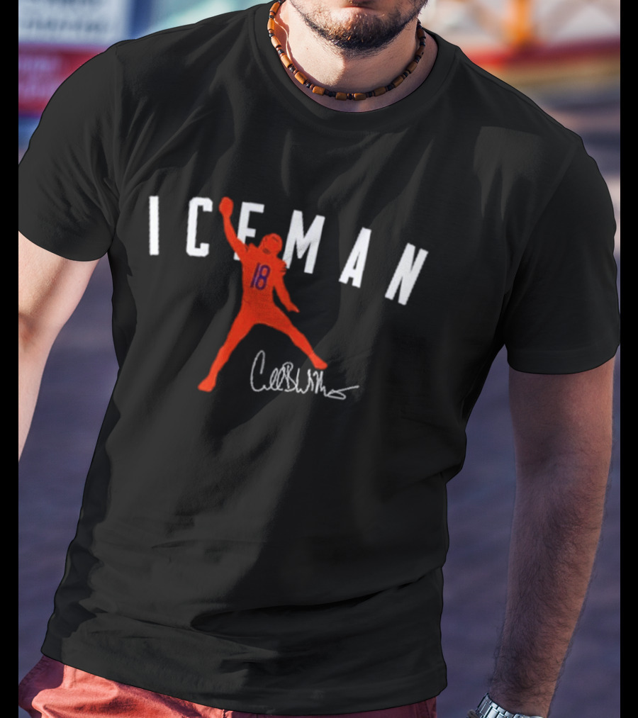 ICEMAN Caleb Williams Football Bears Number 18 Signature T-Shirt
