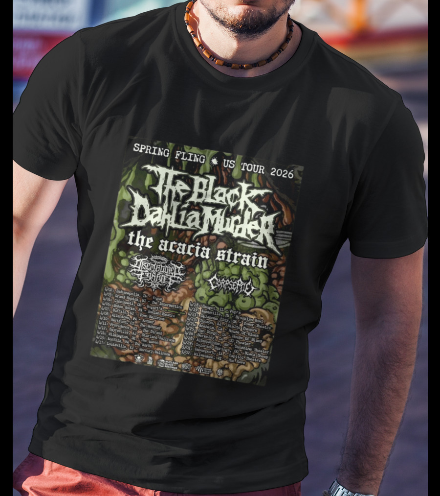 Spring Fling US Tour 2026 The Black Dahlia Murder The Acacia Strain Full Schedule Tour Dates T-Shirt