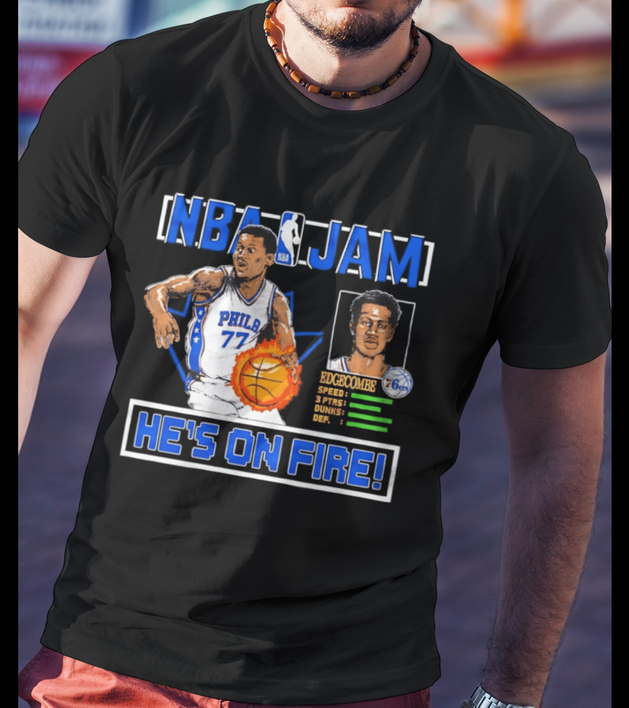 NBA Jam VJ Edgecombe Philadelphia 76ers He's On Fire T-Shirt