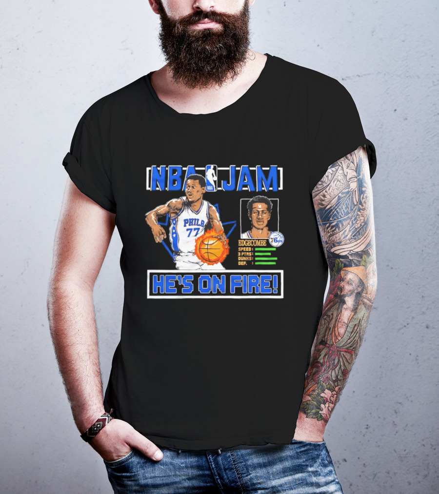 NBA Jam VJ Edgecombe Philadelphia 76ers He's On Fire T-Shirt