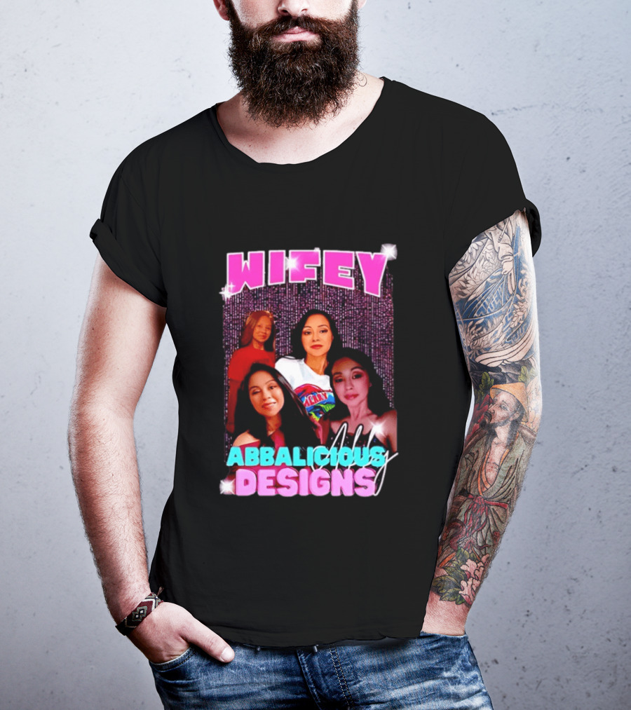 Wifey Abbalicious Designs Pink And Blue Bold Typography With Stylish Women T-Shirt