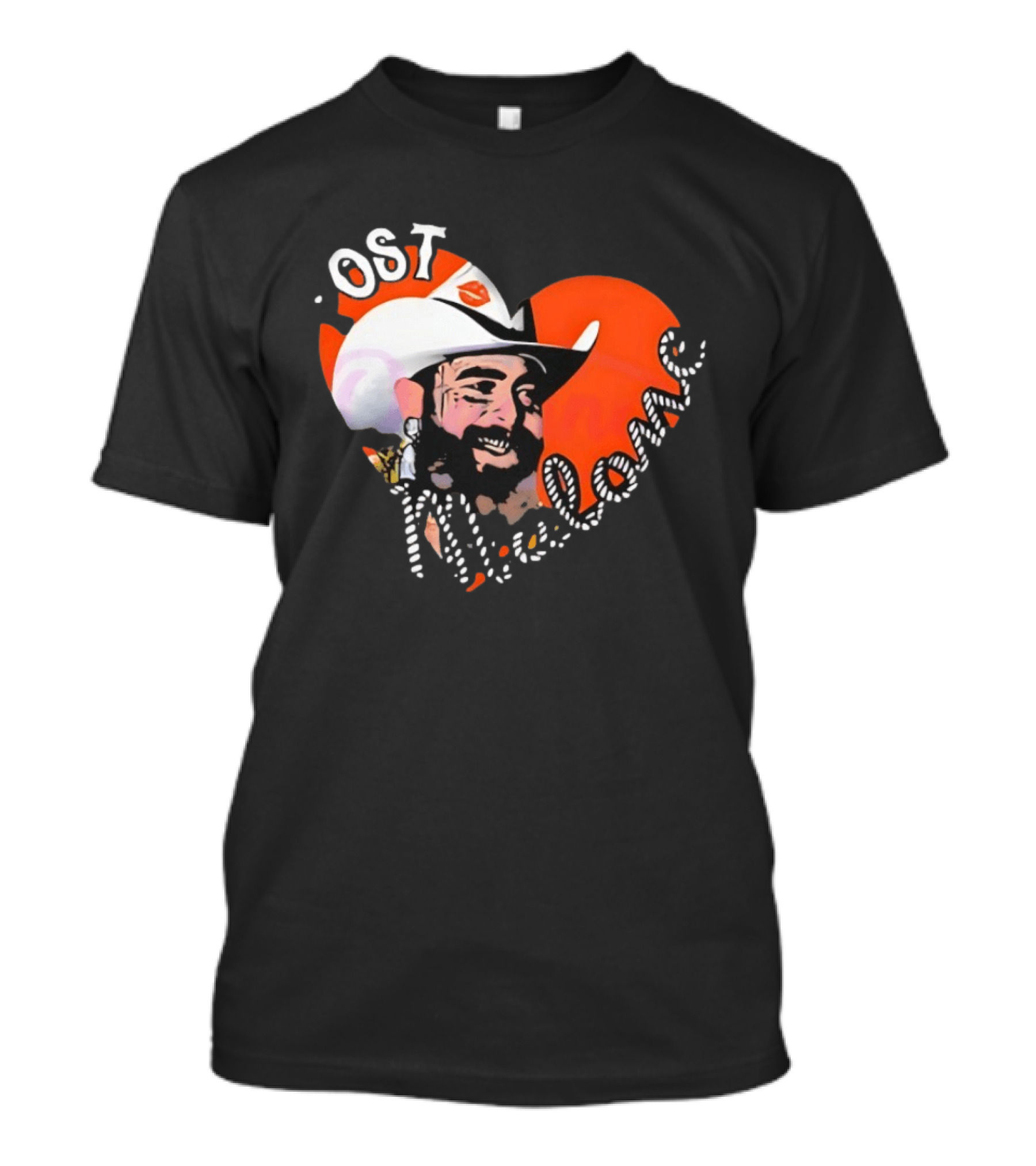 Post Malone Heart Cowboy Hat Red White T-Shirt