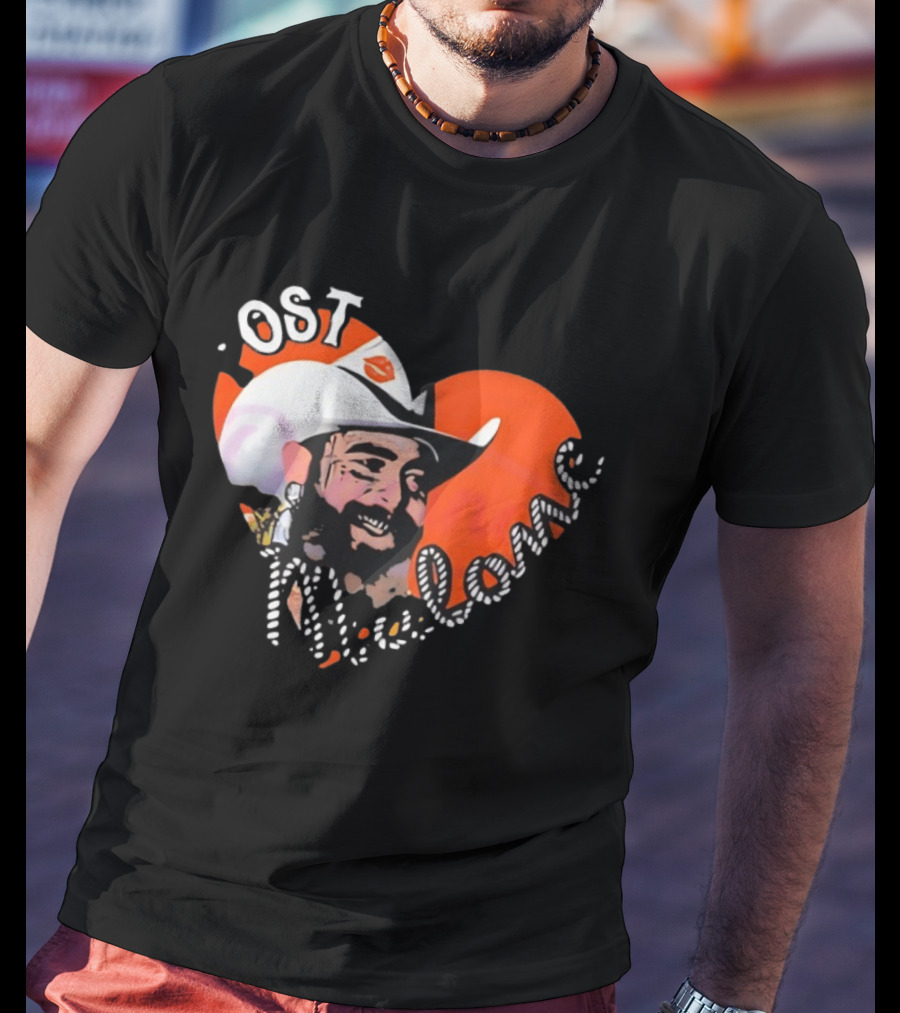 Post Malone Heart Cowboy Hat Red White T-Shirt