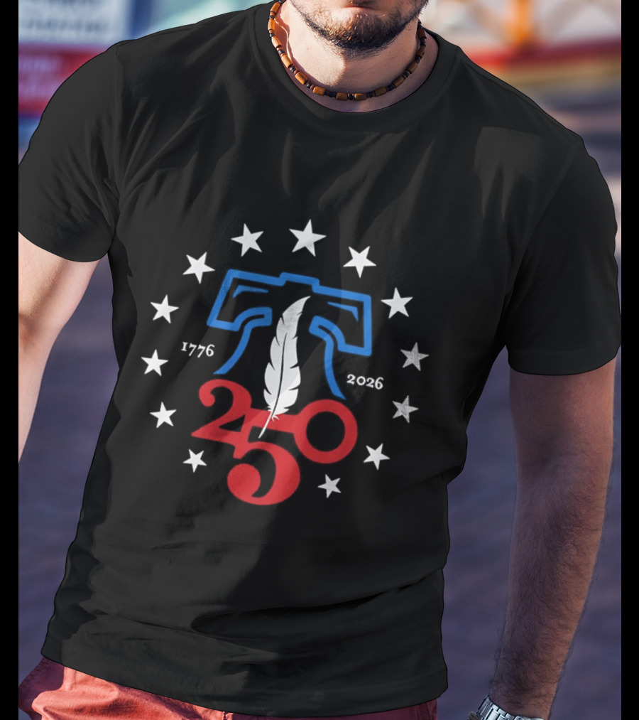 Bicentennial 250th Liberty Bell 1776 2026 Stars Feather T-Shirt