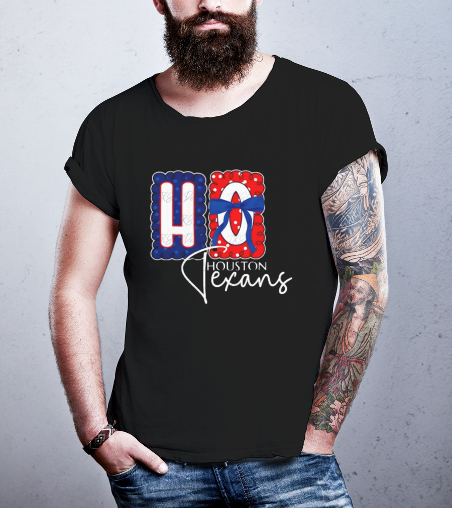 Houston Texans Football HOU Blue Red Bow T-Shirt