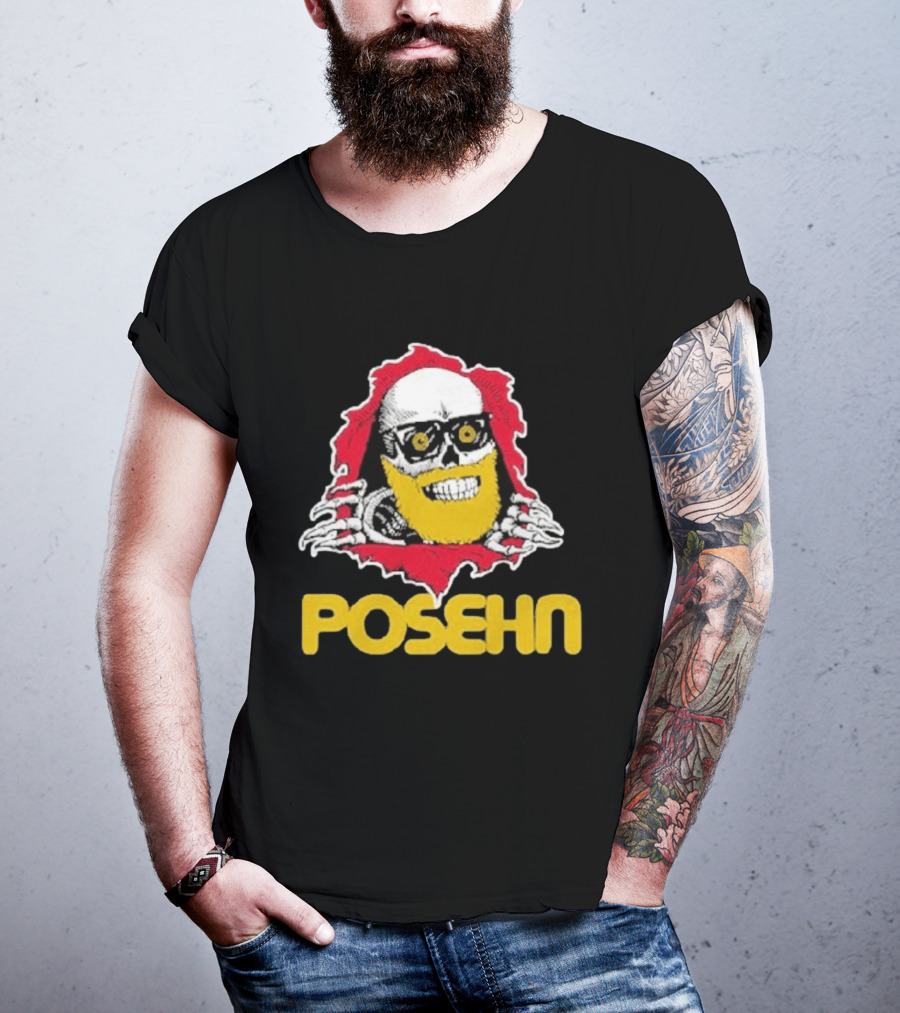 Brian Posehn Bonez Skull Design With Glasses And Yellow Beard T-Shirt
