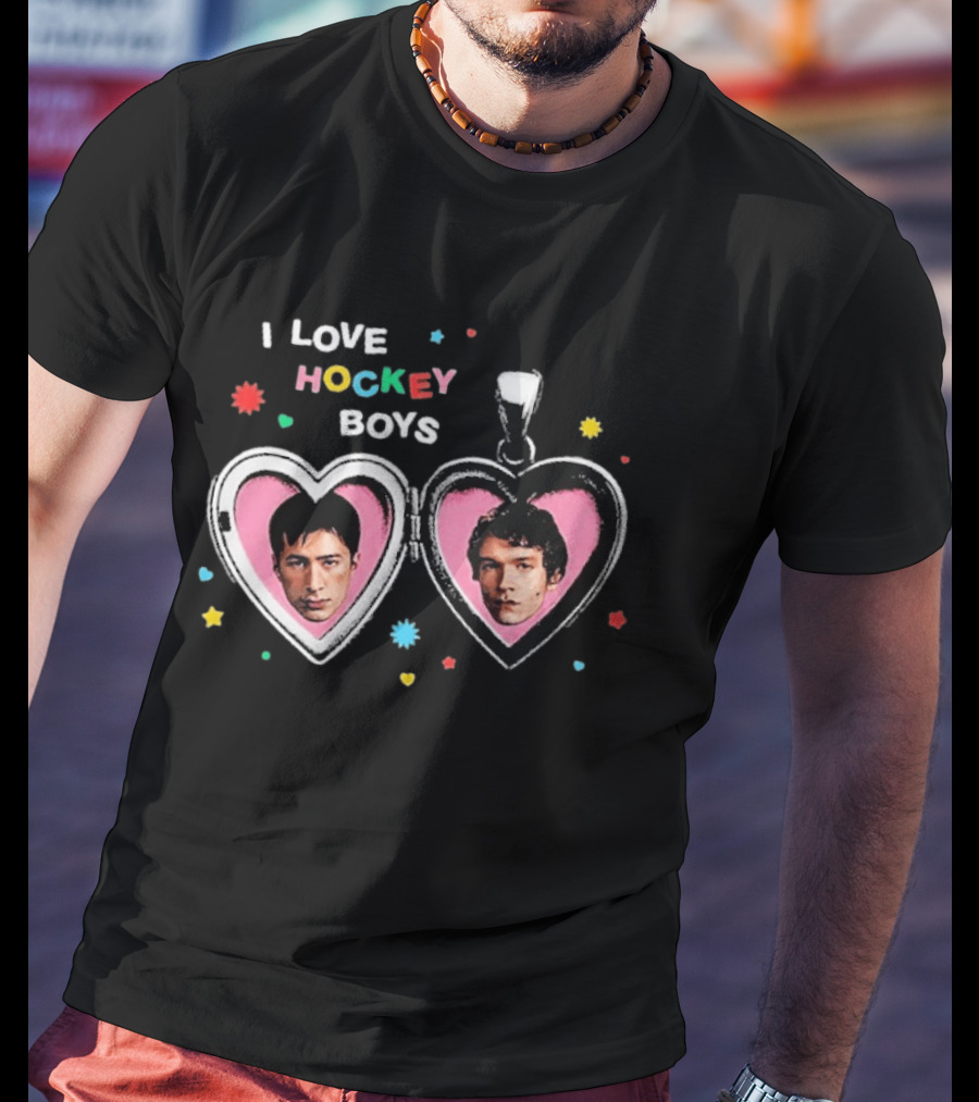 I Love Hockey Boys Shane Hollander Ilya Rozanov Heart Locket T-Shirt
