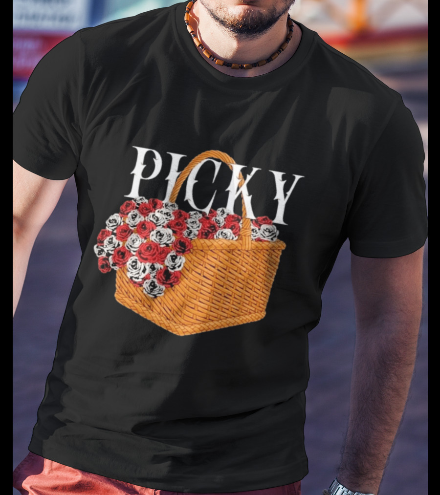 Picky Basket Of Red And White Roses T-Shirt