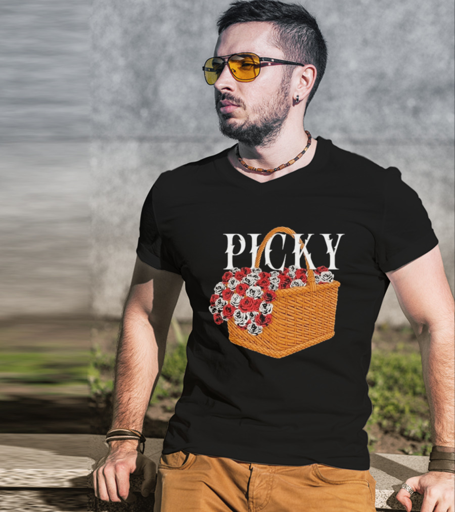 Picky Basket Of Red And White Roses T-Shirt