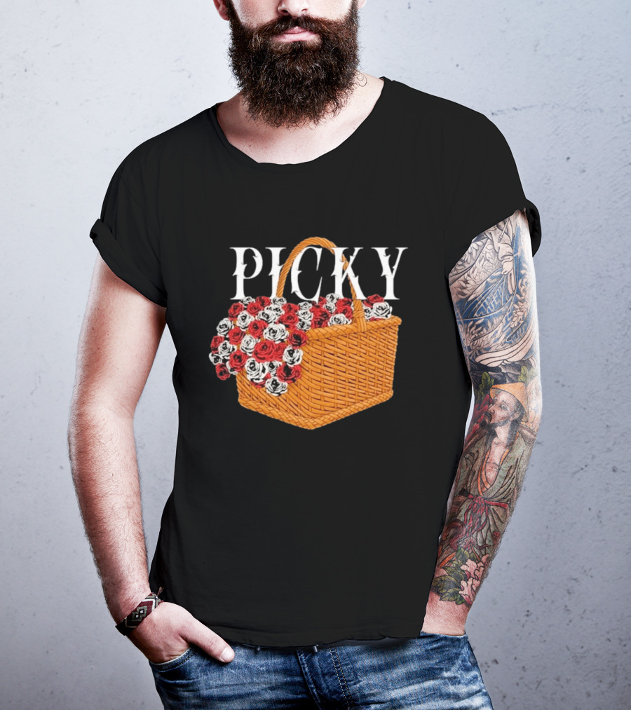 Picky Basket Of Red And White Roses T-Shirt
