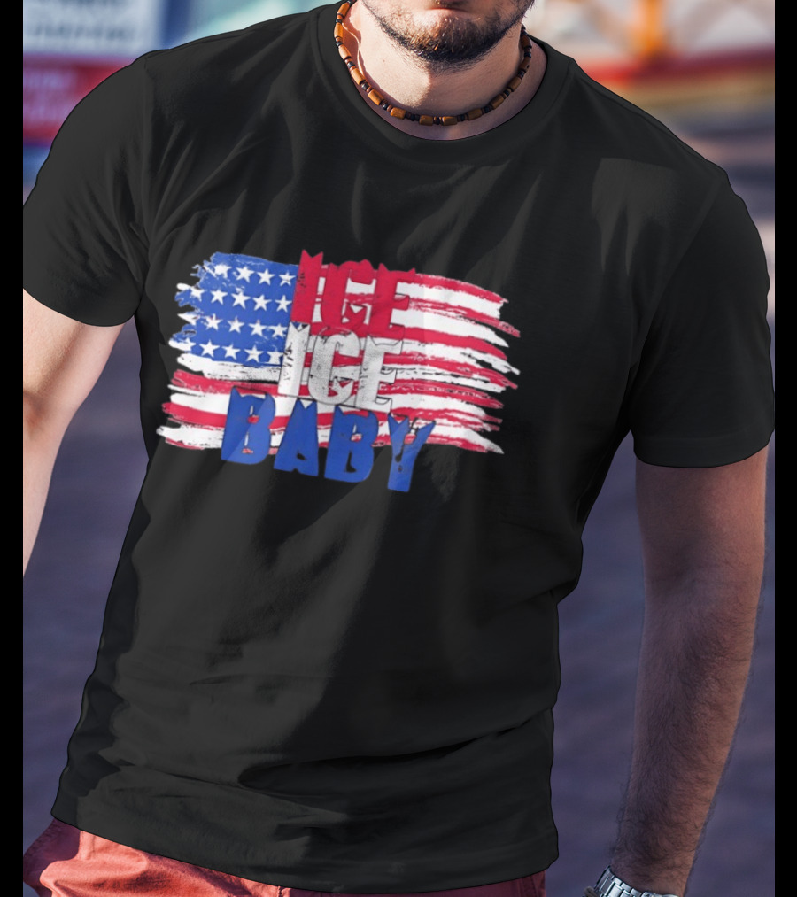 Ice Ice Baby American Flag USA Stars And Stripes T-Shirt