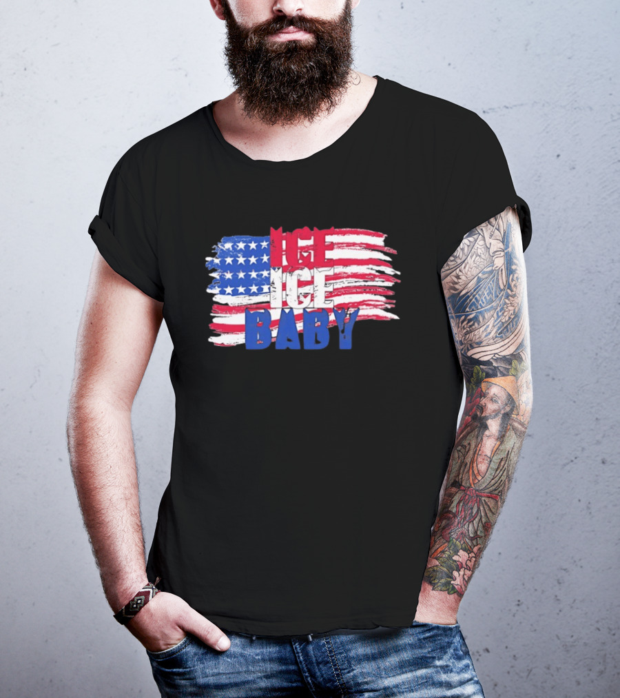 Ice Ice Baby American Flag USA Stars And Stripes T-Shirt