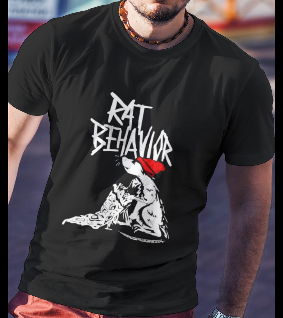 Rat Behavior Graphic With Red Hat And White Rat T-Shirt