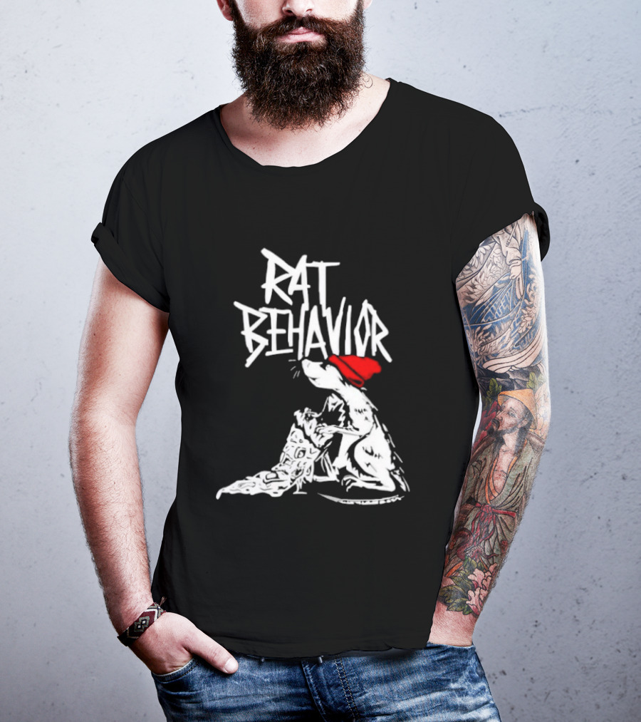 Rat Behavior Graphic With Red Hat And White Rat T-Shirt