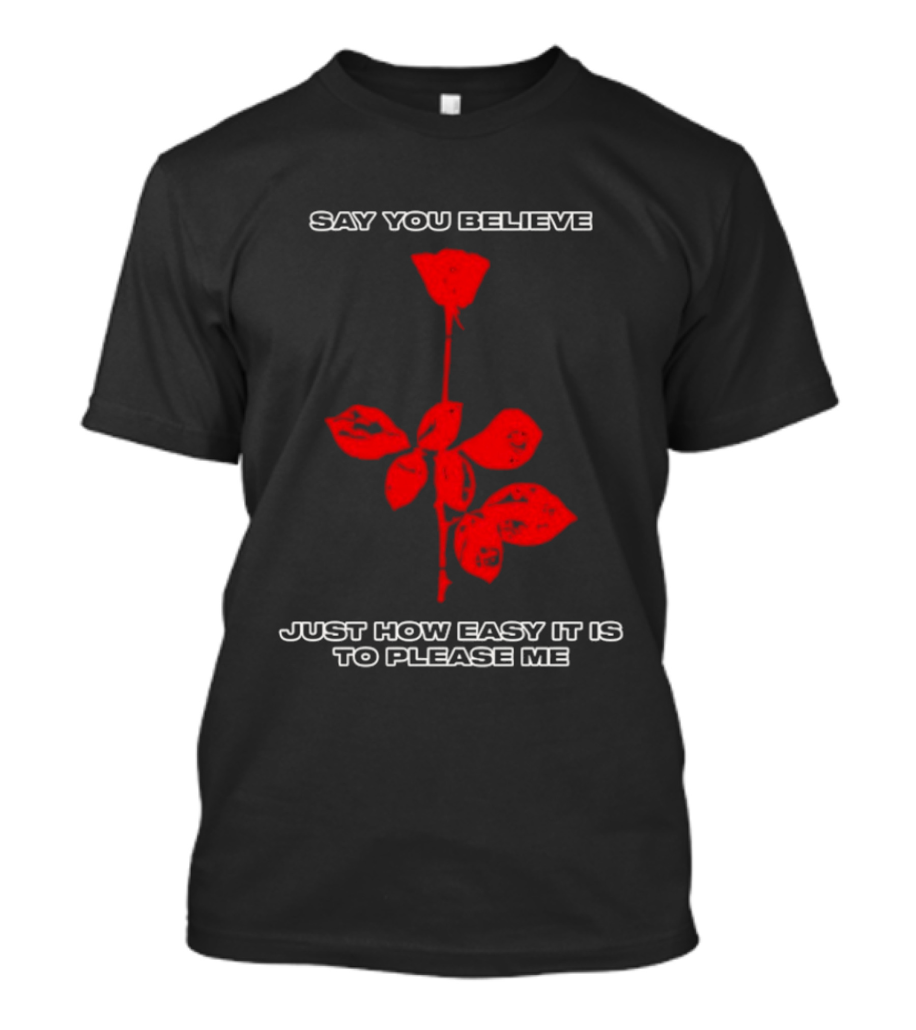 Say You Believe Just How Easy It Is To Please Me Red Rose T-Shirt