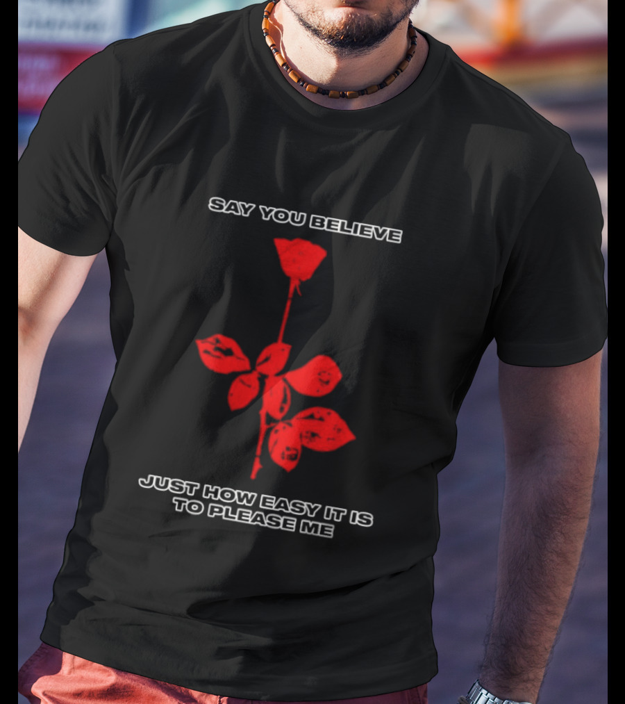 Say You Believe Just How Easy It Is To Please Me Red Rose T-Shirt