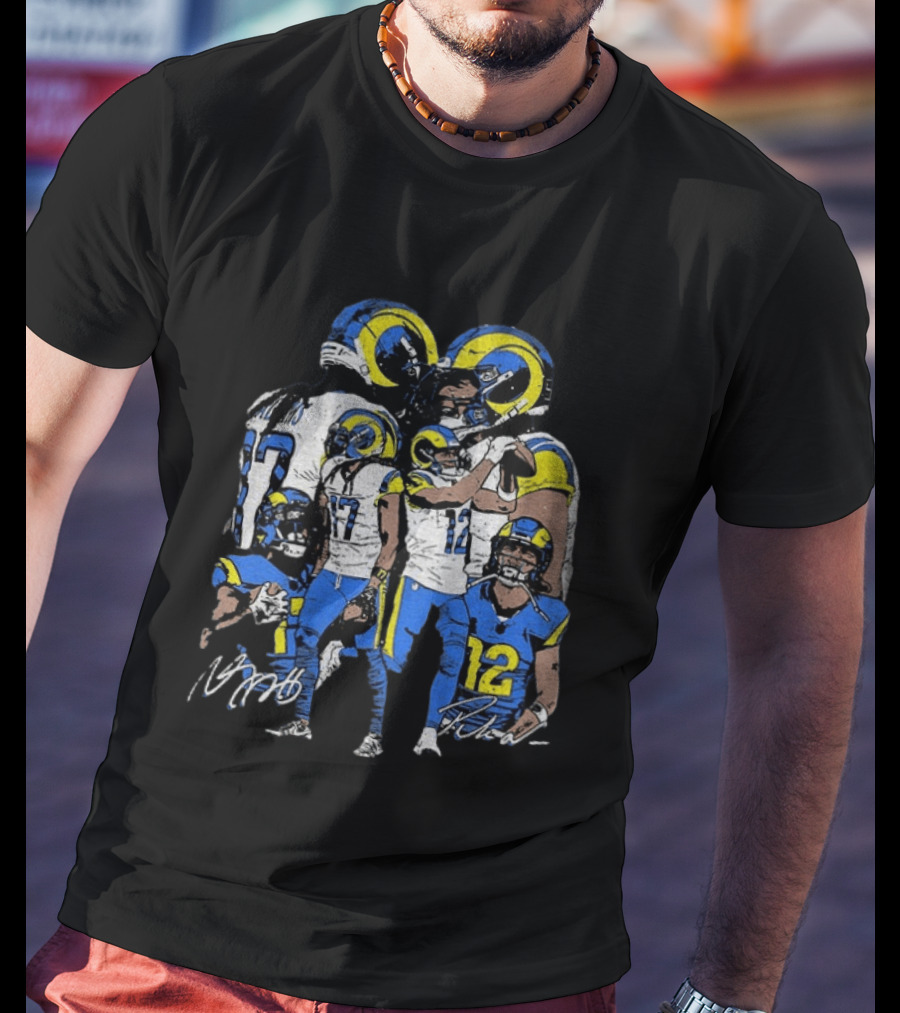 Los Angeles Rams Davante Adams Puka Nacua Signatures NFL Football T-Shirt