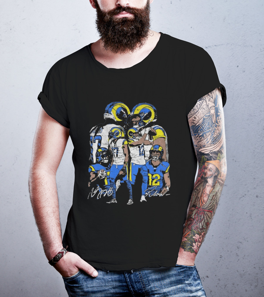 Los Angeles Rams Davante Adams Puka Nacua Signatures NFL Football T-Shirt