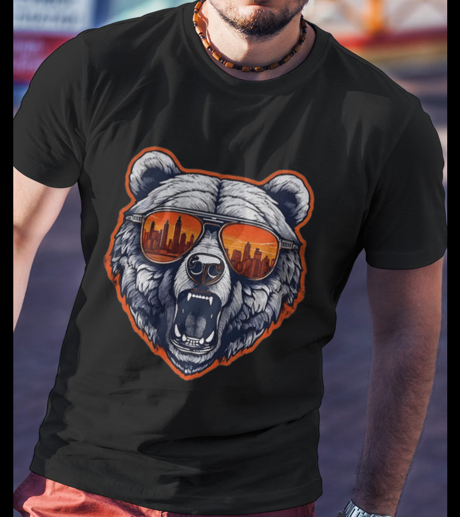 Chicago Bears Ditka Shades City Skyline Glasses T-Shirt