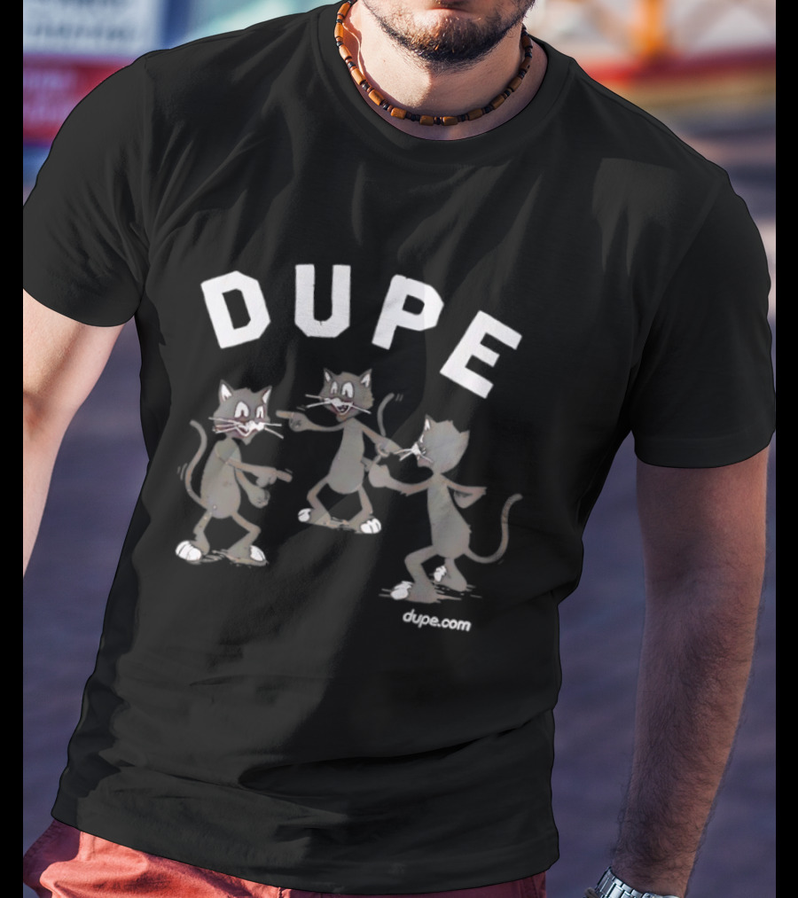 DUPE Dancing Black Cats Retro Cartoon T-Shirt