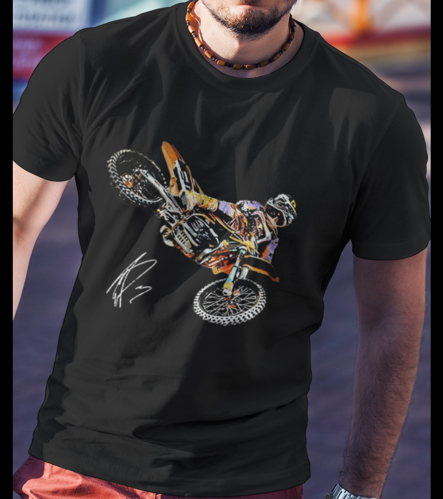 Eli Tomac AMA Supercross Anaheim1 Racing Autographed 2023 Motocross Champion T-Shirt