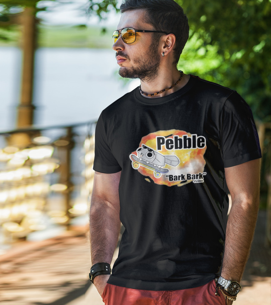 Pebble Bark Bark Skateboarding Cartoon Explosion T-Shirt