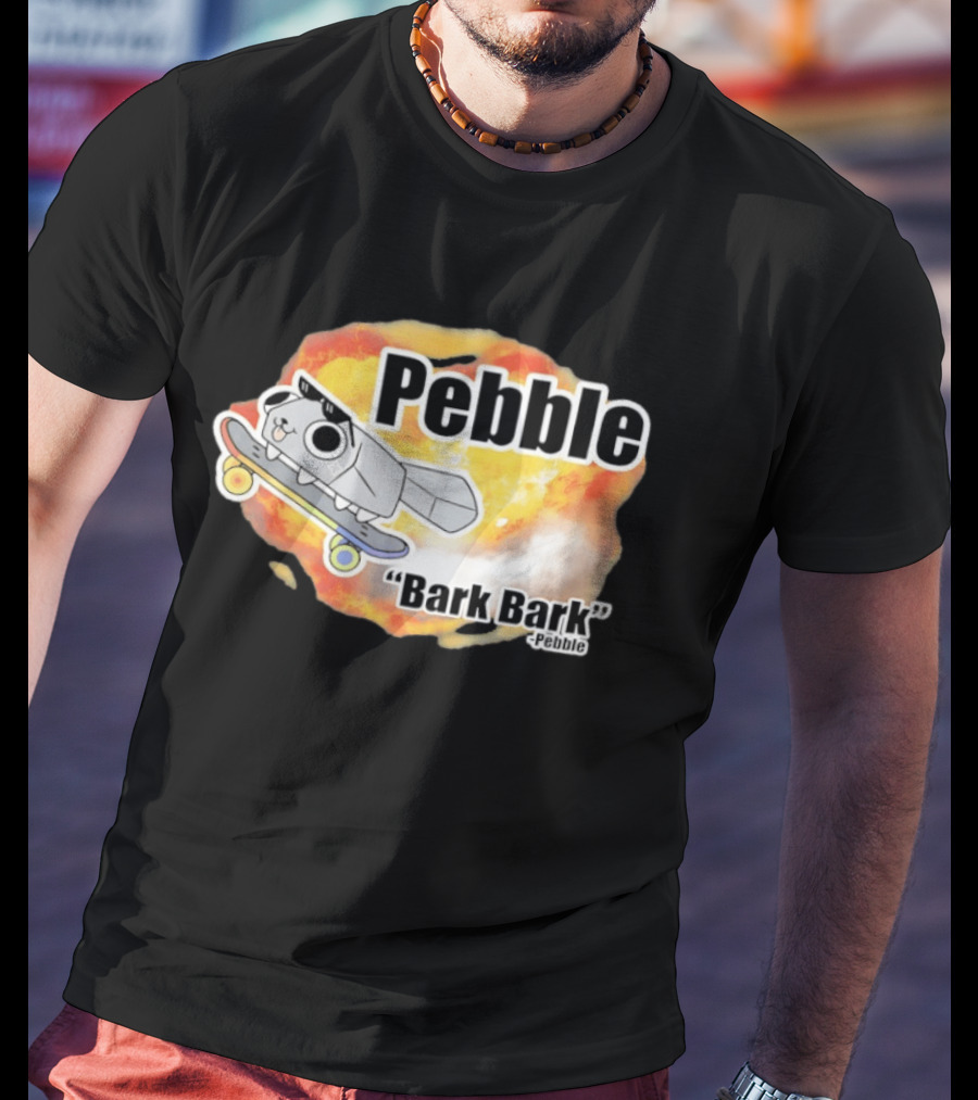 Pebble Bark Bark Skateboarding Cartoon Explosion T-Shirt