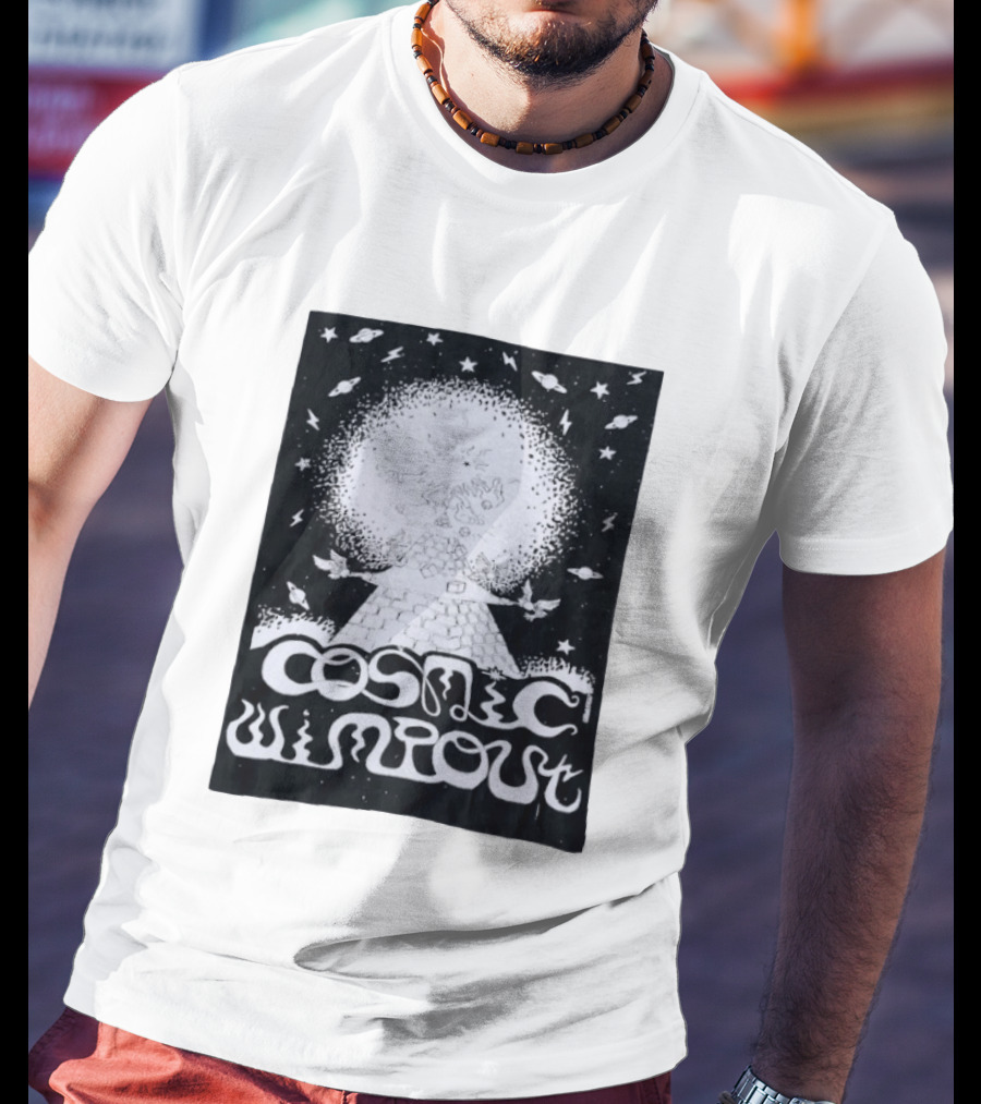 Cosmic Wimpout Psychedelic Pyramid Dice Explosion With UFOs And Stars T-Shirt