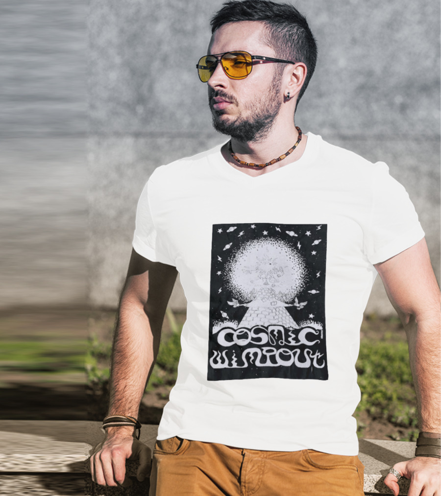 Cosmic Wimpout Psychedelic Pyramid Dice Explosion With UFOs And Stars T-Shirt