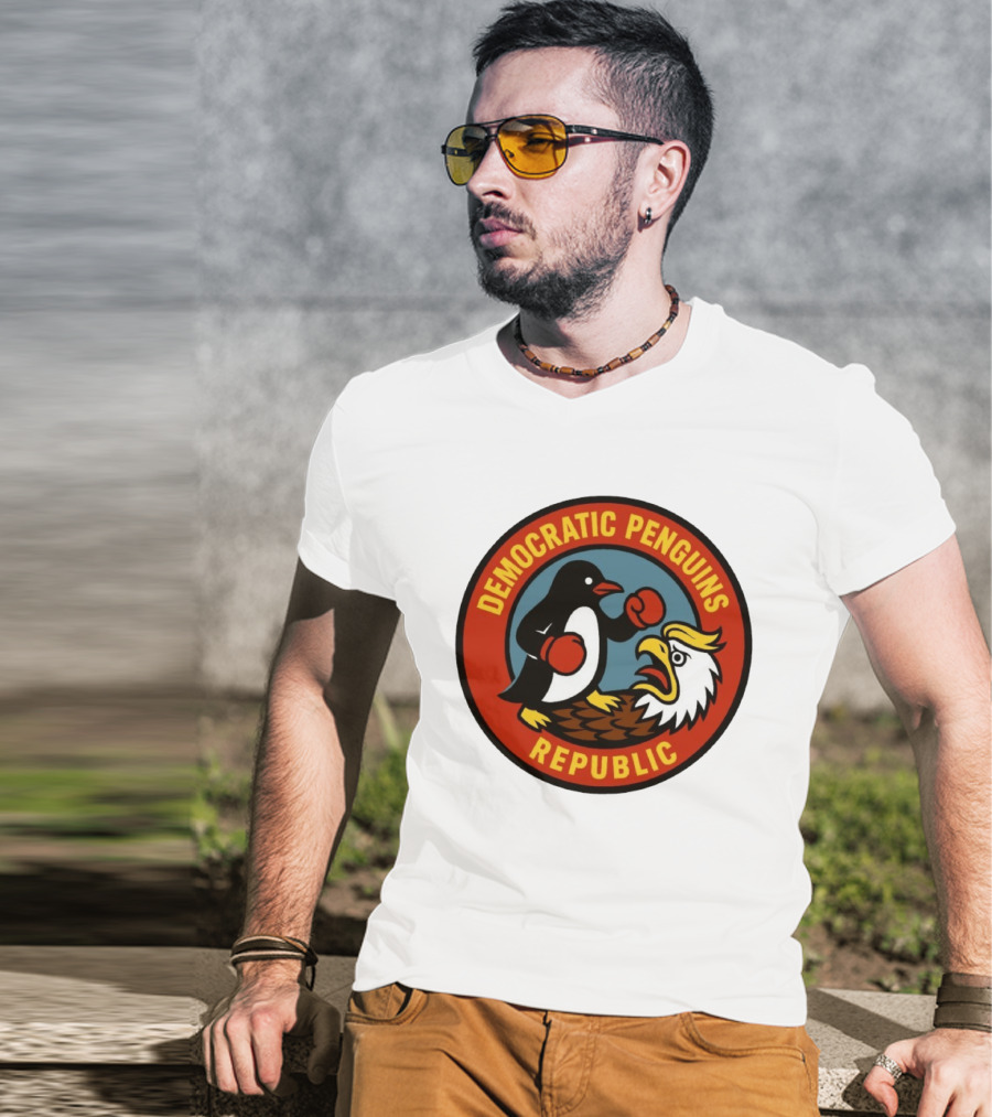 Democratic Penguins Republic Boxing Penguin Vs Eagle T-Shirt