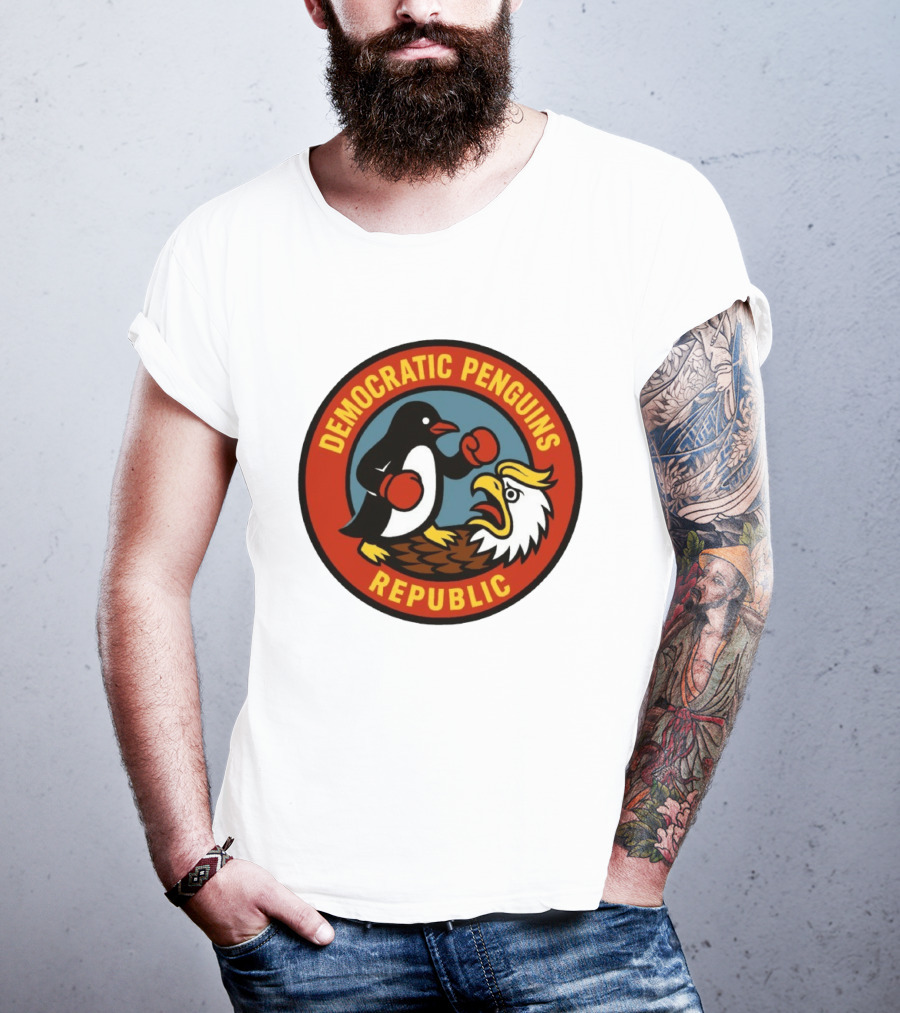 Democratic Penguins Republic Boxing Penguin Vs Eagle T-Shirt