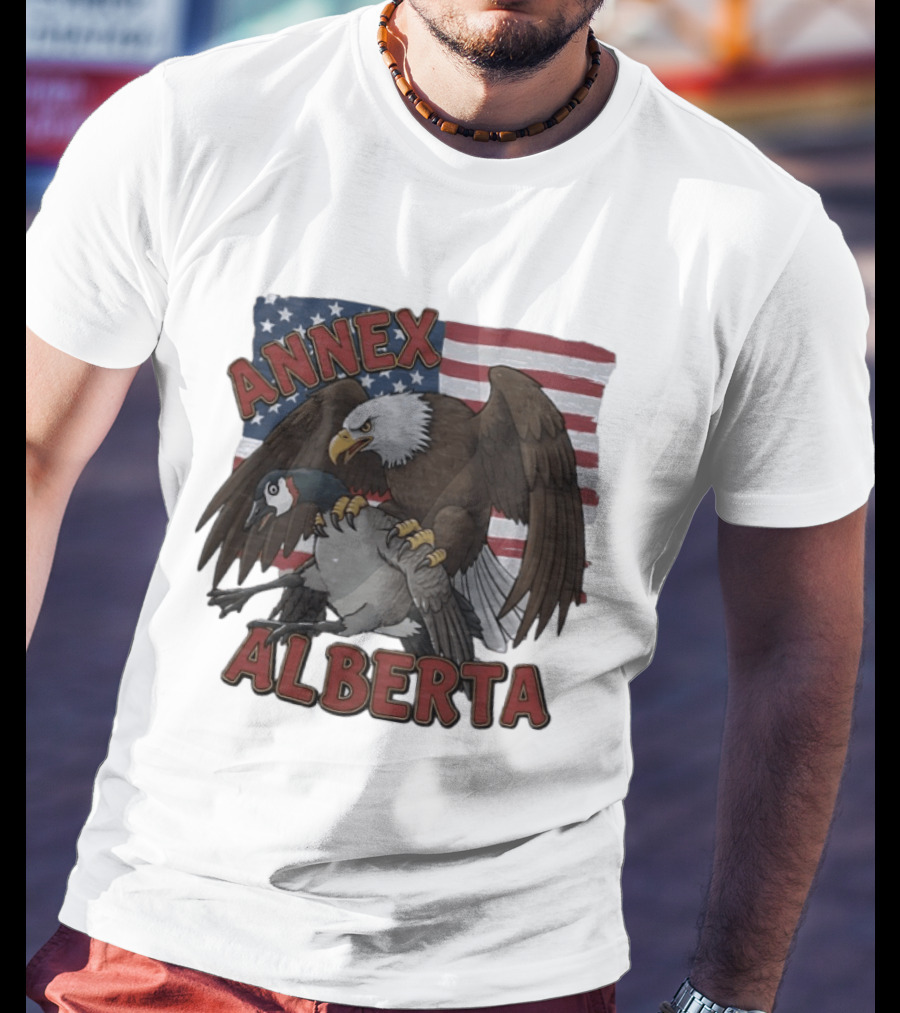 Annex Alberta Eagle Holding Goose American Flag T-Shirt