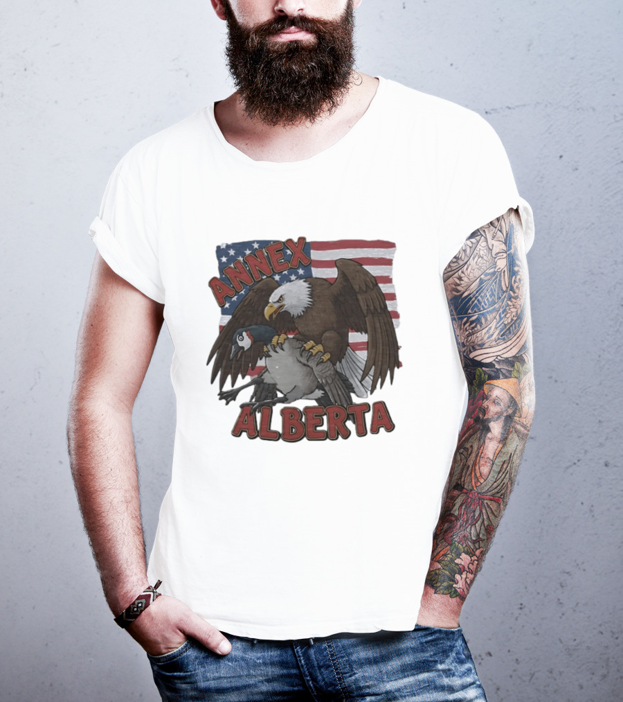 Annex Alberta Eagle Holding Goose American Flag T-Shirt