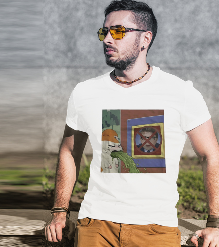Hamtaro Vomiting Meme No Entry Sign Meme Face T-Shirt