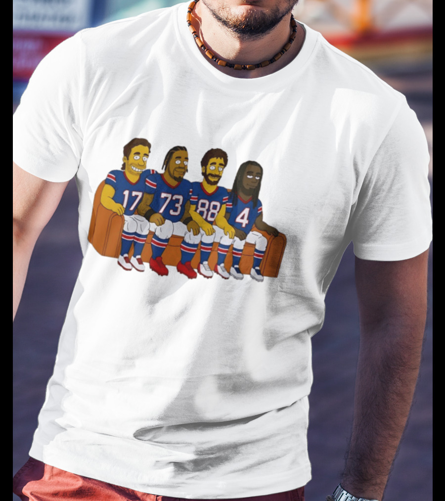 Josh Allen Dion Dawkins Dawson Knox Stefon Diggs Buffalo Bills Cartoon Characters On Couch T-Shirt