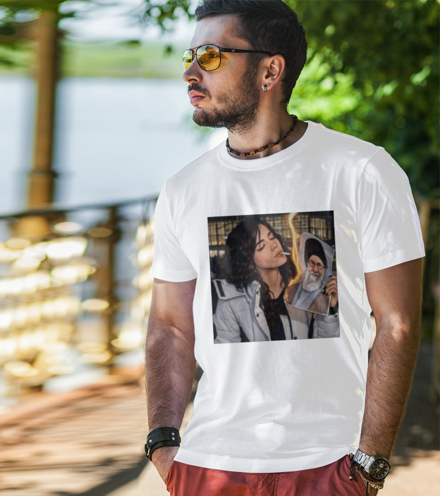 Burning Image Of Khamenei Revolution Rebellion Symbolism T-Shirt