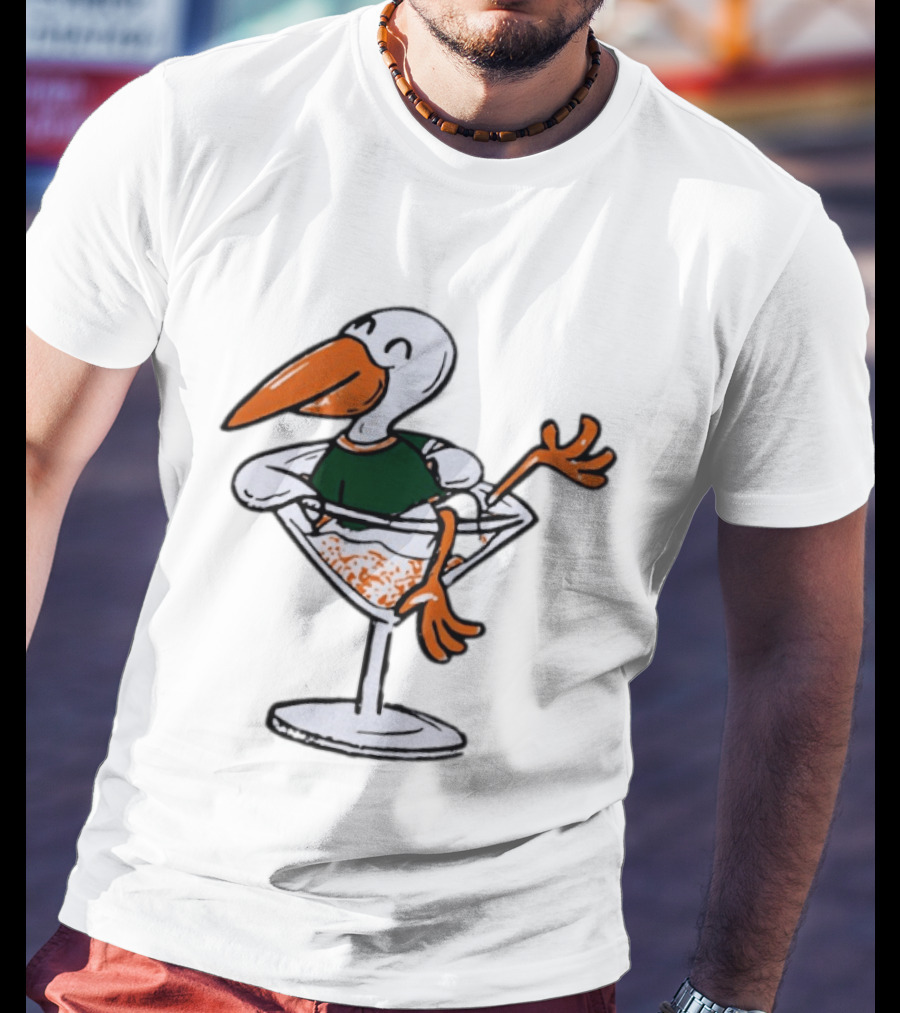 Miami Hurricanes Ibis Mascot In Cocktail Glass T-Shirt