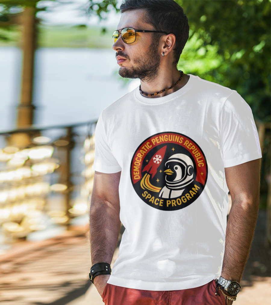 Democratic Penguins Republic Space Program Astronaut Penguin Rocket T-Shirt