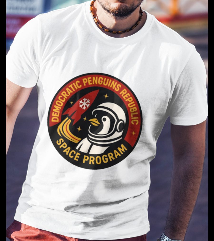 Democratic Penguins Republic Space Program Astronaut Penguin Rocket T-Shirt