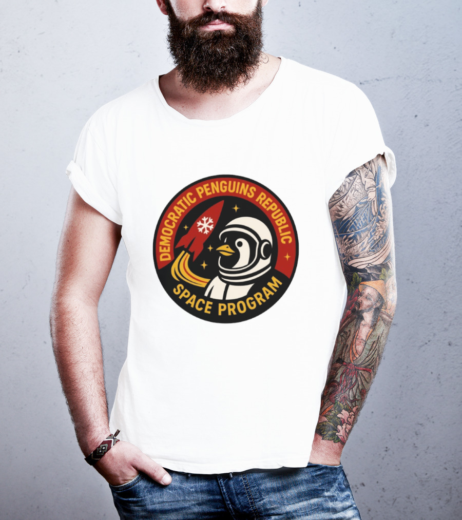 Democratic Penguins Republic Space Program Astronaut Penguin Rocket T-Shirt